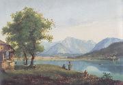 Markus Pernhart Worthersee mit Loretto und dem Ferlacher Horn oil painting artist